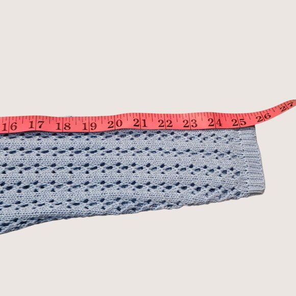 Blue Long Sleeve Crocheted Cardigan - Picture 7 of 8